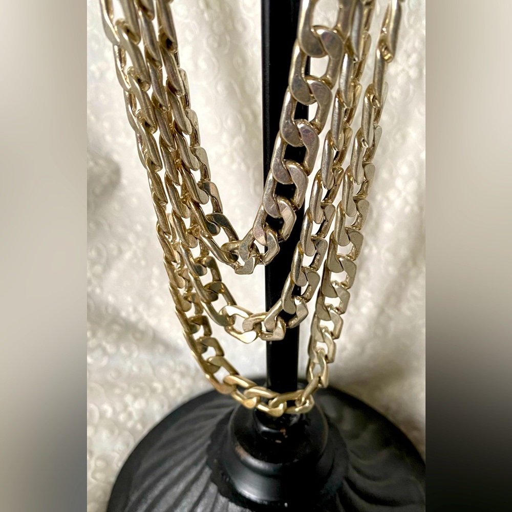 Multi Layer Chains Silver Color Statement Necklac… - image 2